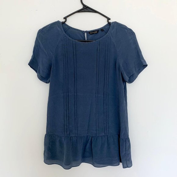 Massimo Dutti Tops - Massimo Dutti Dark Blue Chic Satin Blouses 4